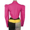 imageLYANER Womens Collar V Neck Button Down Split Hem Puff Long Sleeve Shirt Blouse TopRose