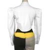 imageLYANER Womens Collar V Neck Button Down Split Hem Puff Long Sleeve Shirt Blouse TopWhite
