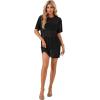 imageLYANER Womens Sheer Mesh Short Sleeve Cover Ups Round Neck See Through Sexy Blouse Shirt TopBlack