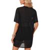 imageLYANER Womens Sheer Mesh Short Sleeve Cover Ups Round Neck See Through Sexy Blouse Shirt TopBlack