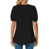 imageLYANER Womens Summer Dressy Chiffon Blouses V Neck Short Sleeve Tunic Tops for Leggings Casual TShirtsBlack