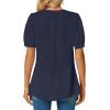 imageLYANER Womens Summer Dressy Chiffon Blouses V Neck Short Sleeve Tunic Tops for Leggings Casual TShirtsNavy Blue