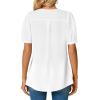 imageLYANER Womens Summer Dressy Chiffon Blouses V Neck Short Sleeve Tunic Tops for Leggings Casual TShirtsOffwhite