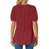 imageLYANER Womens Summer Dressy Chiffon Blouses V Neck Short Sleeve Tunic Tops for Leggings Casual TShirtsWine Red