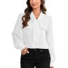 imageLYANER Womens Tie Neck Button Down Lantern Long Sleeve Blouse Shirt TopWhite