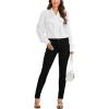 imageLYANER Womens Tie Neck Button Down Lantern Long Sleeve Blouse Shirt TopWhite