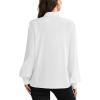 imageLYANER Womens Tie Neck Button Down Lantern Long Sleeve Blouse Shirt TopWhite