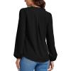 imageLYANER Womens VNeck Long Sleeve Solid Tee Shirt Blouse TopBlack