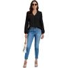 imageLYANER Womens VNeck Long Sleeve Solid Tee Shirt Blouse TopBlack
