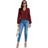 imageLYANER Womens VNeck Long Sleeve Solid Tee Shirt Blouse TopBurgundy