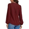 imageLYANER Womens VNeck Long Sleeve Solid Tee Shirt Blouse TopBurgundy