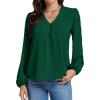 imageLYANER Womens VNeck Long Sleeve Solid Tee Shirt Blouse TopDark Green