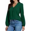 imageLYANER Womens VNeck Long Sleeve Solid Tee Shirt Blouse TopDark Green