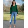 imageLYANER Womens VNeck Long Sleeve Solid Tee Shirt Blouse TopDark Green