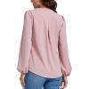 imageLYANER Womens VNeck Long Sleeve Solid Tee Shirt Blouse TopPink