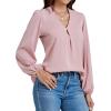 imageLYANER Womens VNeck Long Sleeve Solid Tee Shirt Blouse TopPink
