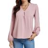 imageLYANER Womens VNeck Long Sleeve Solid Tee Shirt Blouse TopPink