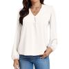 imageLYANER Womens VNeck Long Sleeve Solid Tee Shirt Blouse TopWhite