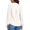 imageLYANER Womens VNeck Long Sleeve Solid Tee Shirt Blouse TopWhite