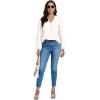 imageLYANER Womens VNeck Long Sleeve Solid Tee Shirt Blouse TopWhite