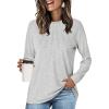 imageLYANER Womens Long Sleeve Shirts Dressy Casual Blouses T Shirts Crew Neck Pleated Tunic TopLight Gray