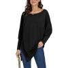 imageLYANER Womens Boat Neck Asymmetrical Hem Bat Long Sleeve Split Loose Tunic TShirt TopBlack