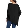 imageLYANER Womens Boat Neck Asymmetrical Hem Bat Long Sleeve Split Loose Tunic TShirt TopBlack