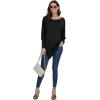 imageLYANER Womens Boat Neck Asymmetrical Hem Bat Long Sleeve Split Loose Tunic TShirt TopBlack