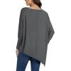 imageLYANER Womens Boat Neck Asymmetrical Hem Bat Long Sleeve Split Loose Tunic TShirt TopGray