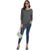 imageLYANER Womens Boat Neck Asymmetrical Hem Bat Long Sleeve Split Loose Tunic TShirt TopGray
