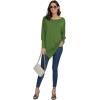 imageLYANER Womens Boat Neck Asymmetrical Hem Bat Long Sleeve Split Loose Tunic TShirt TopGreen