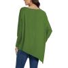 imageLYANER Womens Boat Neck Asymmetrical Hem Bat Long Sleeve Split Loose Tunic TShirt TopGreen