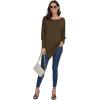 imageLYANER Womens Boat Neck Asymmetrical Hem Bat Long Sleeve Split Loose Tunic TShirt TopMocha