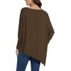 imageLYANER Womens Boat Neck Asymmetrical Hem Bat Long Sleeve Split Loose Tunic TShirt TopMocha