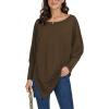 imageLYANER Womens Boat Neck Asymmetrical Hem Bat Long Sleeve Split Loose Tunic TShirt TopMocha