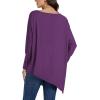 imageLYANER Womens Boat Neck Asymmetrical Hem Bat Long Sleeve Split Loose Tunic TShirt TopPurple