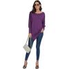imageLYANER Womens Boat Neck Asymmetrical Hem Bat Long Sleeve Split Loose Tunic TShirt TopPurple