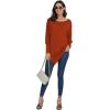 imageLYANER Womens Boat Neck Asymmetrical Hem Bat Long Sleeve Split Loose Tunic TShirt TopRed