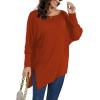 imageLYANER Womens Boat Neck Asymmetrical Hem Bat Long Sleeve Split Loose Tunic TShirt TopRed