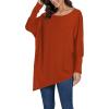 imageLYANER Womens Boat Neck Asymmetrical Hem Bat Long Sleeve Split Loose Tunic TShirt TopRed