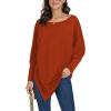imageLYANER Womens Boat Neck Asymmetrical Hem Bat Long Sleeve Split Loose Tunic TShirt TopRed