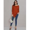 imageLYANER Womens Boat Neck Asymmetrical Hem Bat Long Sleeve Split Loose Tunic TShirt TopRed