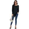 imageLYANER Womens Boat Neck Asymmetrical Hem Bat Long Sleeve Split Loose Tunic TShirt TopSolid Black
