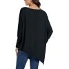 imageLYANER Womens Boat Neck Asymmetrical Hem Bat Long Sleeve Split Loose Tunic TShirt TopWine Red