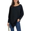 imageLYANER Womens Boat Neck Asymmetrical Hem Bat Long Sleeve Split Loose Tunic TShirt TopWine Red