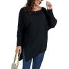 imageLYANER Womens Boat Neck Asymmetrical Hem Bat Long Sleeve Split Loose Tunic TShirt TopWine Red