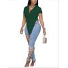 imageLYANER Womens Collar V Neck Button Front Short Sleeve Slit Hem Long Shirt Blouse TopDark Green