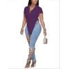 imageLYANER Womens Collar V Neck Button Front Short Sleeve Slit Hem Long Shirt Blouse TopDark Purple