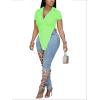 imageLYANER Womens Collar V Neck Button Front Short Sleeve Slit Hem Long Shirt Blouse TopNeon Green