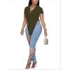 imageLYANER Womens Collar V Neck Button Front Short Sleeve Slit Hem Long Shirt Blouse TopOlive Green